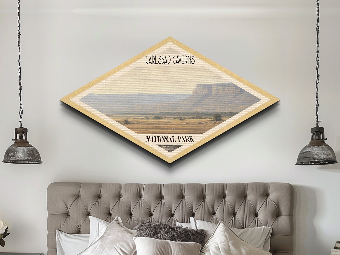 Retro Carlsbad Caverns National Park Travel Poster Canvas Texture Print, Travel Decor, Midcentury Modern Decor California Landscape