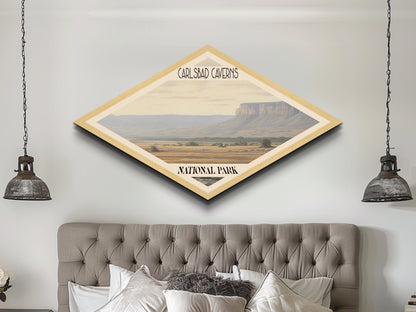 Retro Carlsbad Caverns National Park Travel Poster Canvas Texture Print, Travel Decor, Midcentury Modern Decor California Landscape