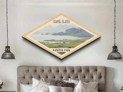 Retro Channel Islands National Park Adventure Poster Canvas Texture Print, Travel Decor, Midcentury Modern Decor California Landscape