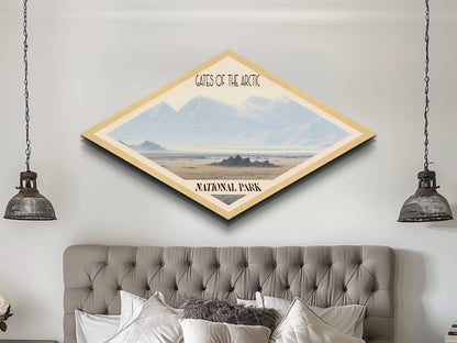 Retro-Reiseposter „Gates of the Arctic Nationalpark“, Leinwanddruck mit Struktur, Reisedekoration, Midcentury-Modern-Dekor, Alaska-Landschaft