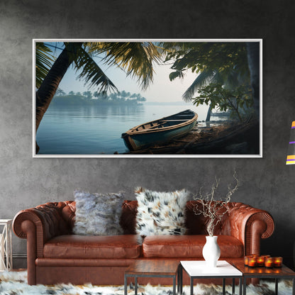 An Abandoned Canoe In The Florida Everglades - Florida Art - Framed Canvas Print - Liminal Spaces - Cool Wall Art - Eclectic Decor