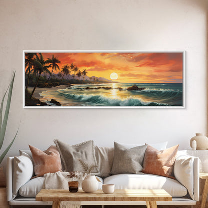 Tropical Ocean Beach canvas prints Sea landscape Nautical photo Coastal Framed Art Sea wave canvas Extra large wall art Ready to hang