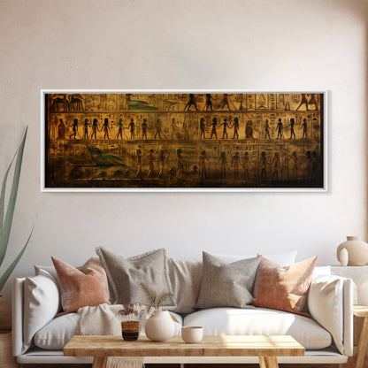 Egyptian Hieroglyphs, Framed Canvas Print, Unique Wall Art, Egyptian Inspired Wall Decor