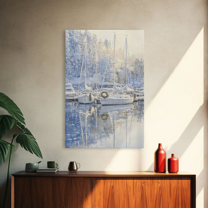 Nautical Christmas Decor, Sailboats On A Frozen Lake, 2024 Christmas Decor, Boho Christmas Decor, Christmas Mantle Decor
