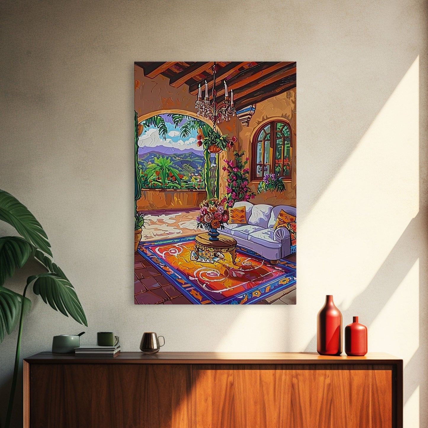 Cozy Southwestern Kitchen Framed Canvas Print Colorful Mexican Style Best Gift Home Decor Wall Art Bright Above Sofa Art
