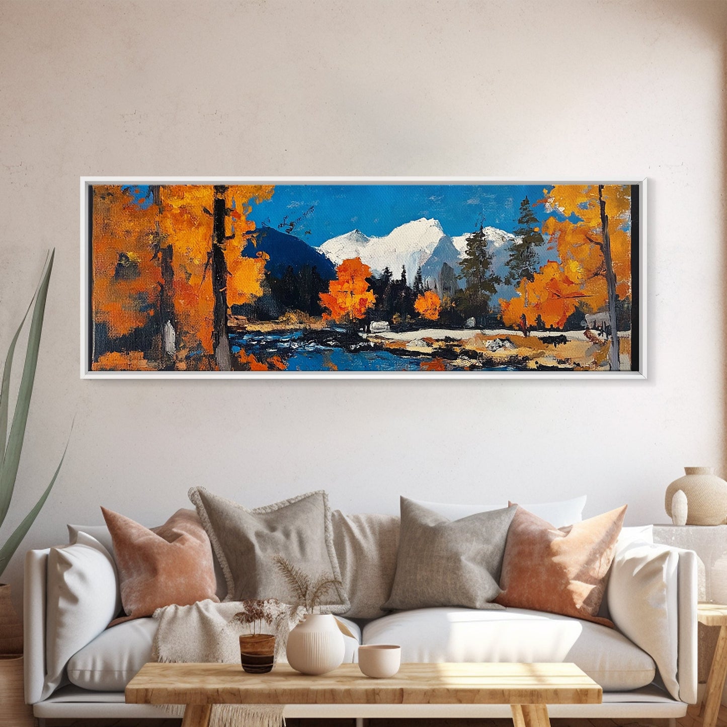 Landscape Wall Art Framed - Horizontal Landscape Print - Fall landscape Painting - Panoramic Landscape Wall Art - Woodlands Painting - Nature Art