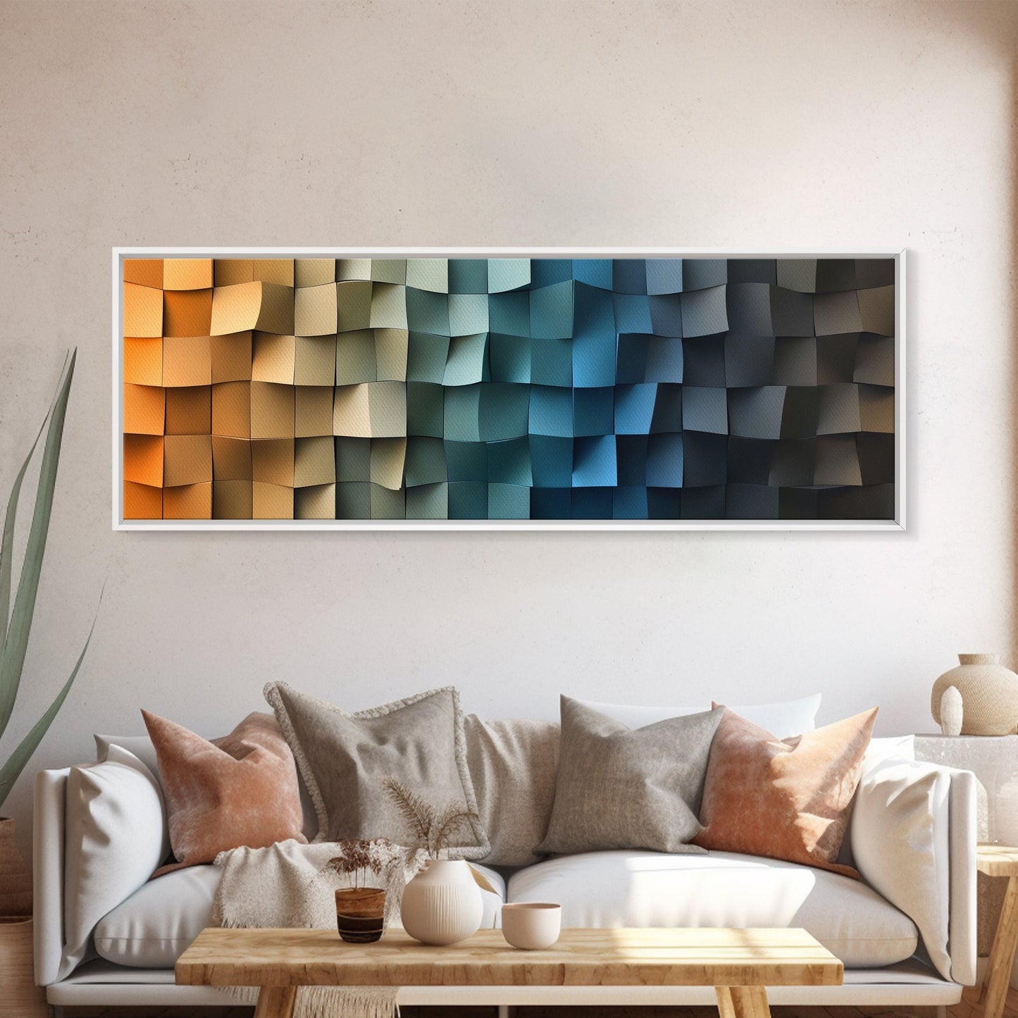 The Beach in my Dreams - Framed Canvas Print - Abstract Geometric Patterns Wall Art