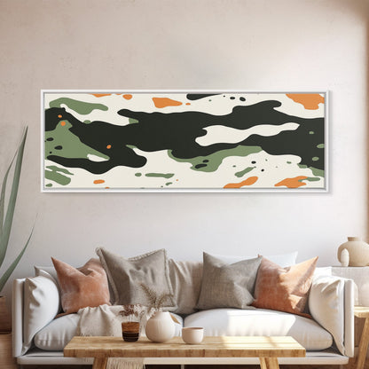 Camoflage, Camo Pattern Wall Art, Framed Canvas Print, Farmhouse Abstract Wall Art, Extra Wide Oversized Wall Art, Cammy Home Decor