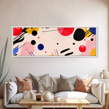 Retro 1990s Inspired Wall Art, Framed Canvas Print, Pink and Cerise Geometric Shapes, Boho Abstract Art, Modern Art / Home Decor