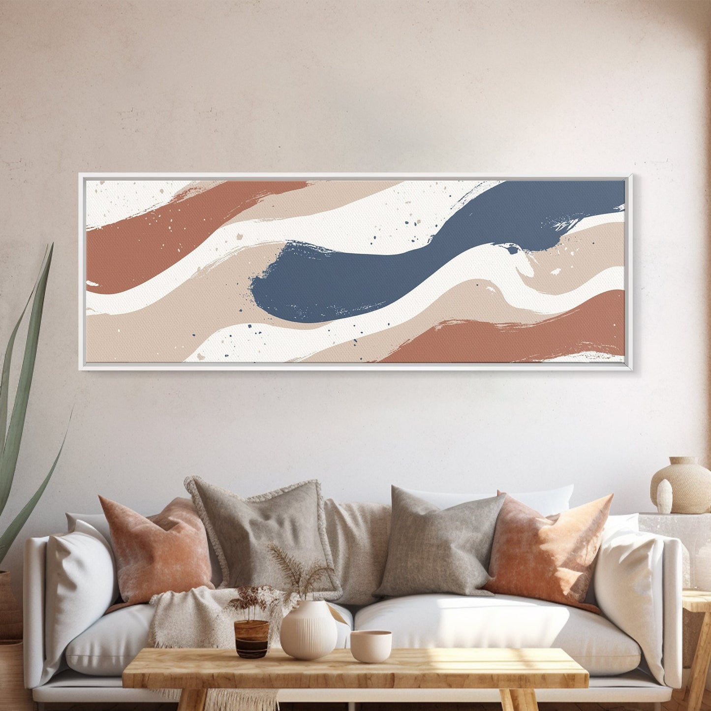 MCM Artwork - Abstract Art - Framed Canvas Print - Wood Framed Mid Century Modern Art - Large Geometric Art, Paint Splotches