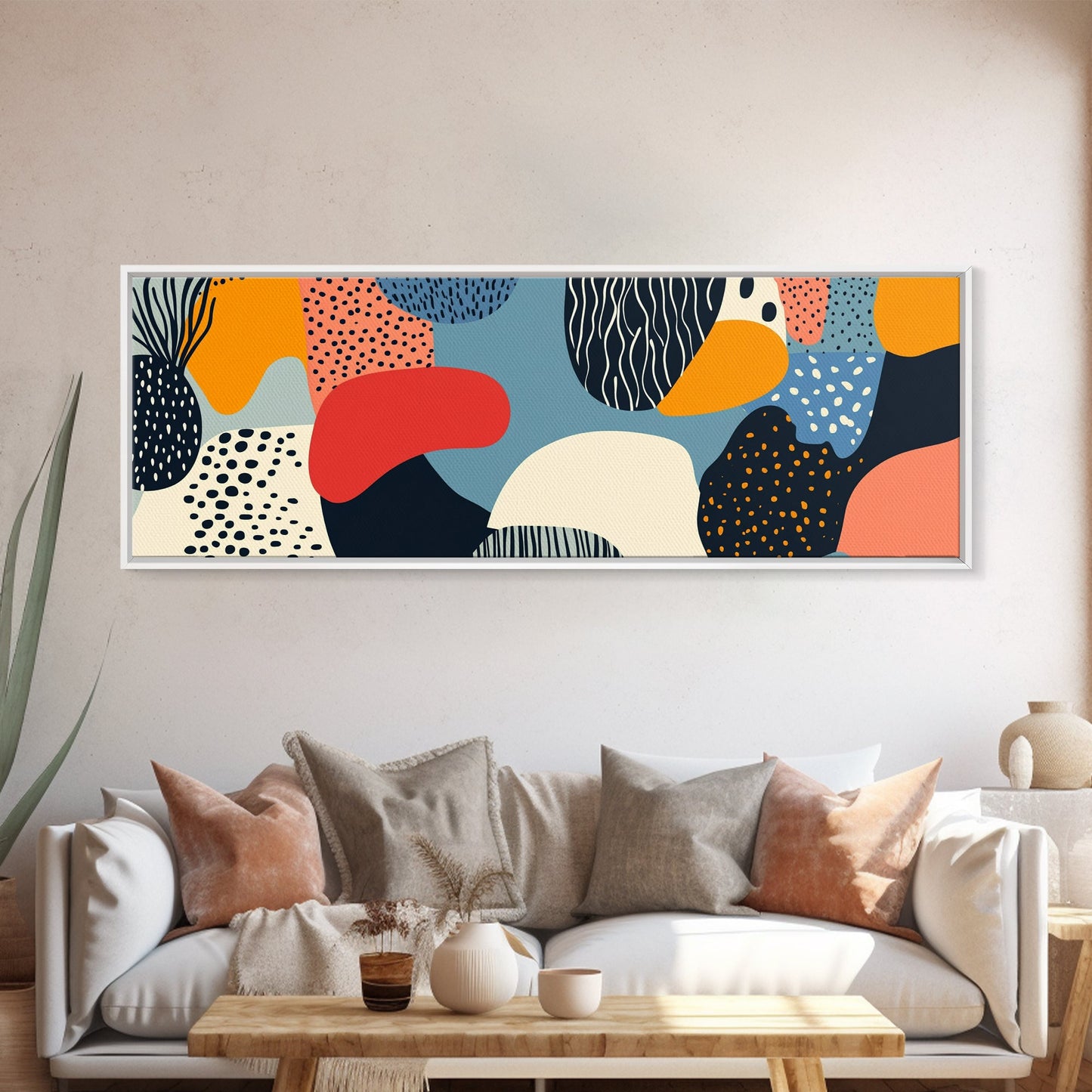 90s Style Retro Abstract Art - Framed Canvas Print - Modern Home Decor - Minimalist Wall Art - Modern Above Sofa Wall Art