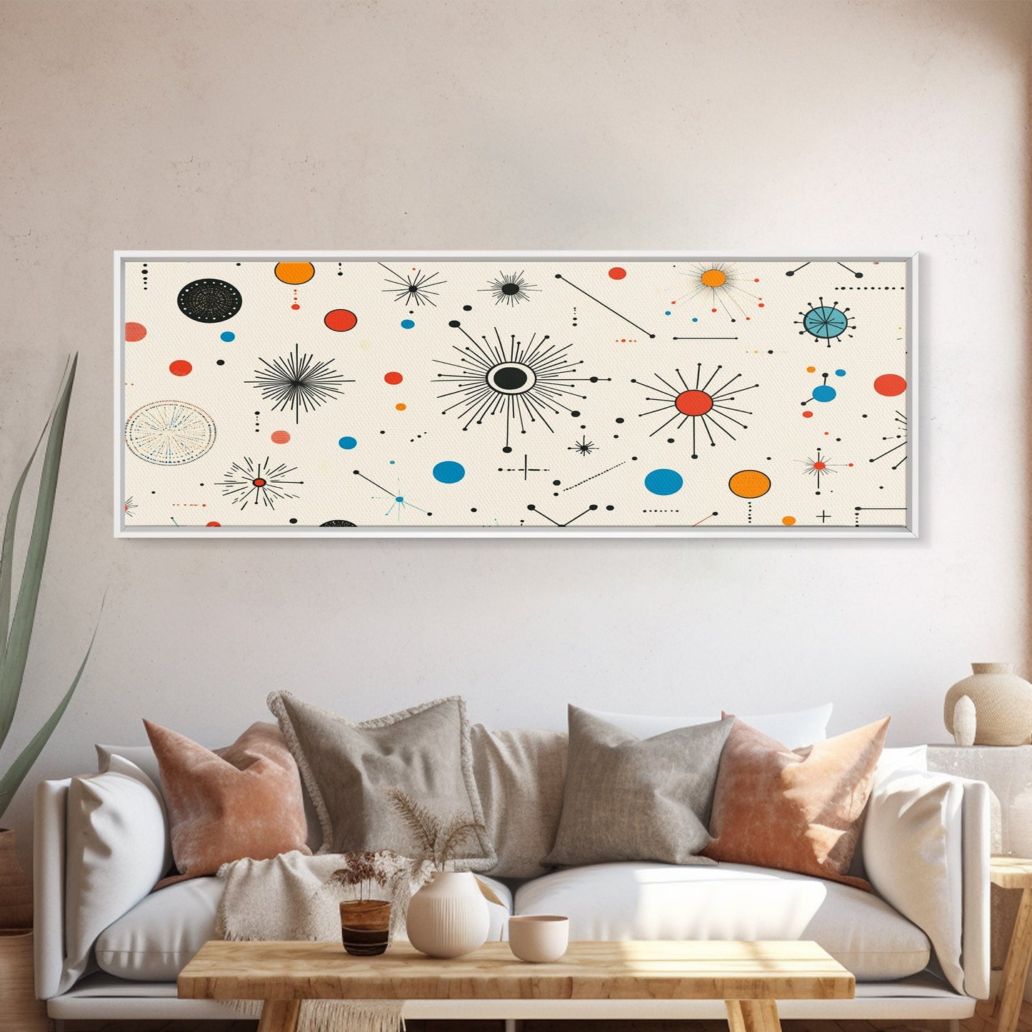 Retro Star Pattern Wall Art Print, Canvas Print, Trendy Art, Eclectic / Kitsch Decor, Midcentury Modern Nursery Decor, Cute Art for Kid's Room