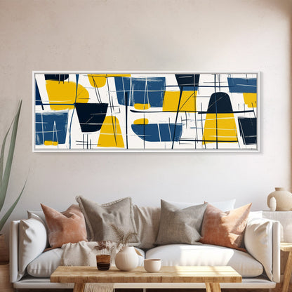 Large Colorful Abstract Painting - Blue, Yellow and Black Abstract Art - Abstract Art Large Canvas Modern Art for Above Sofa