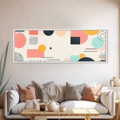 Geometric Abstract Art, Wood Framed Canvas, Canvas Art, Retro 90s Vibes Abstract Home Decor