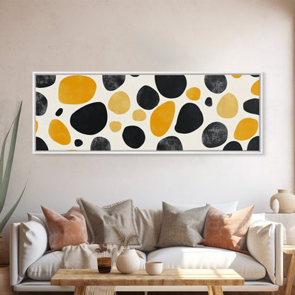 Stones In A River Bed, Frames Canvas Print, Black, Gold and White Abstract Painting Print, Modern Home Decor, Mid Century Modern Wall Art