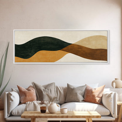 Earth Tones Abstract Painting Print, Eclectic Boho Style Wall Art, Oversized Panoramic Print, Above Sofa Abstract Painting