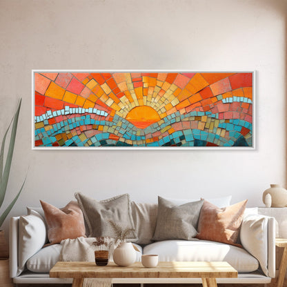 Sunset Mosaic Tiles Canvas Print - Retro Home Decor - MCM Style Wall Art - Above Sofa Canvas Art - Mosaic Artwork