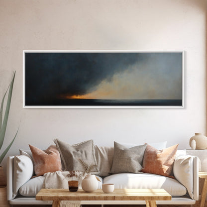 Storm Clouds Rolling In - Framed Canvas Print - Dark and Moody Landscape Painting - Seascape Painting - Ocean Art - Nautical Decor