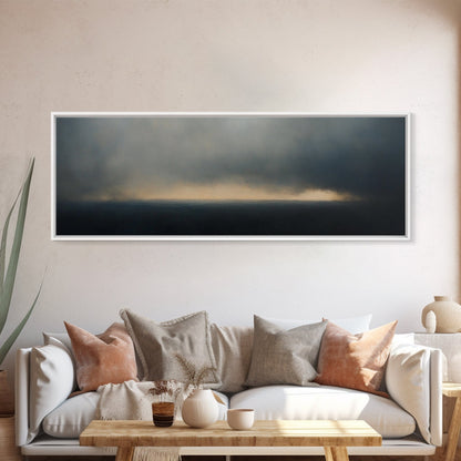 Clouds Over a Stormy Sea, Landscape Oil Painting Print, Panoramic Wall Art, Nature Framed Gallery Art For Living Room Ready To Hang