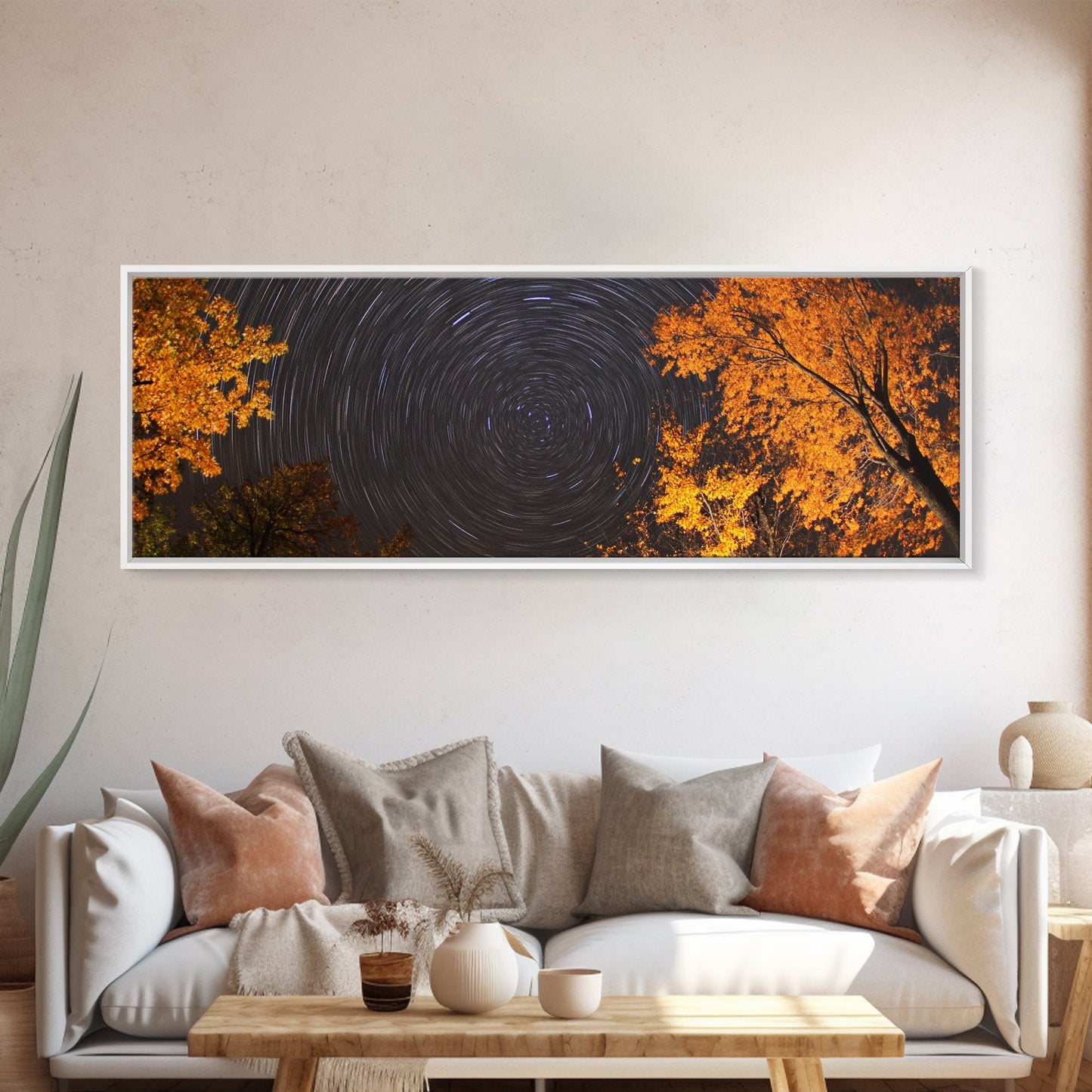 Time Lapse Photography Style Print, Panoramic Wall Art, Starry Night Sky Photo Print