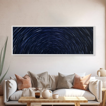Spiral Of Stars Framed Canvas Print, Timelapse Photography Style Print, Oversized Living Room Decor