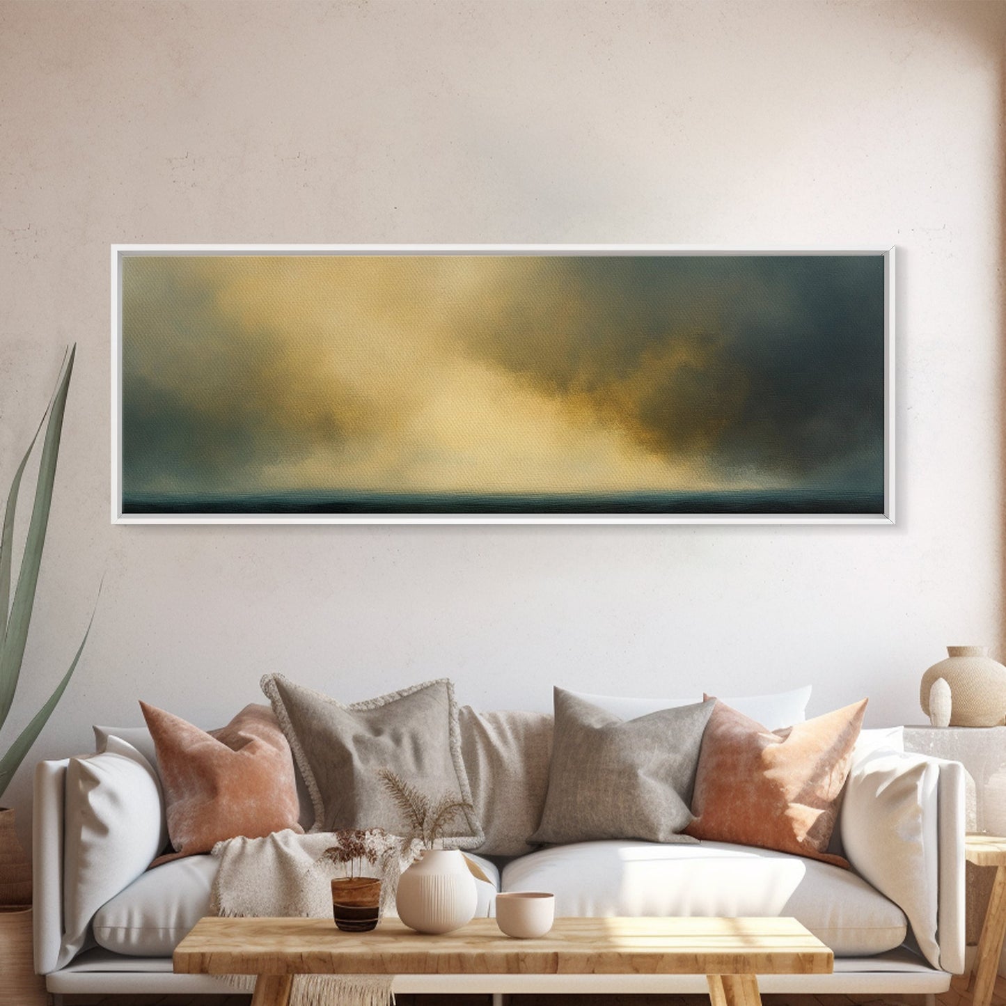 The Storm Rolls In - Framed Canvas Print - Dark and Moody Home Decor - Wood Framed Boho Style Wall Art