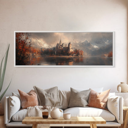 Dark Moonlit Gothic Castle, Framed Canvas Print, Dark Fantasy Painting, Dark Academia, Ready To Hang Art, Moody Decor