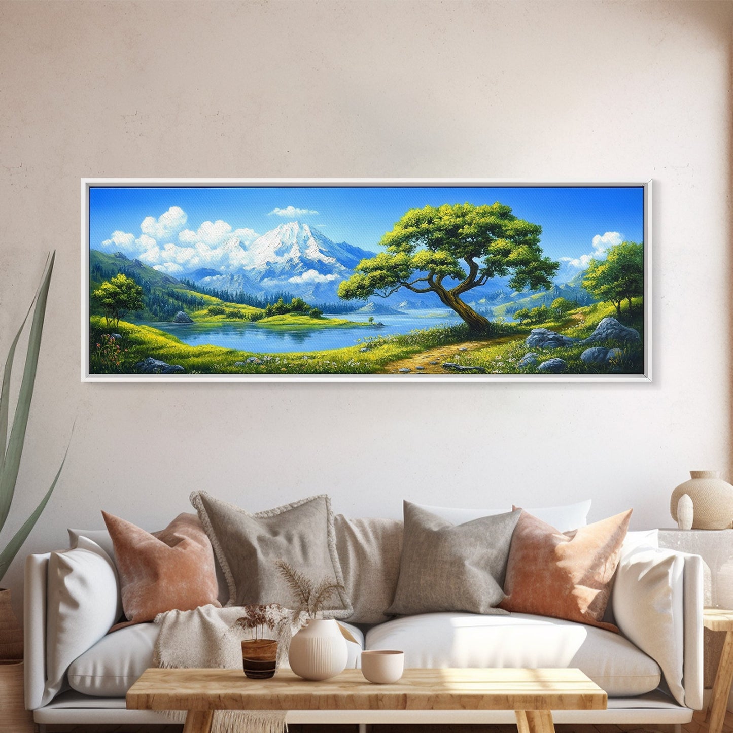 Vintage Oil Painting Canvas Print, Wall Art, Nature Painting, Panoramic Landscape Painting, Large Gallery Art