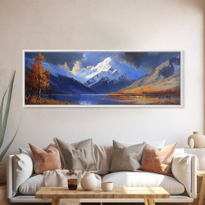 Landscape Wall Art - Framed, Horizontal Landscape Print, Panoramic Landscape Wall Art, Oil Painting Landscape, Above Bed Long Wide Print, Modern Wall Art