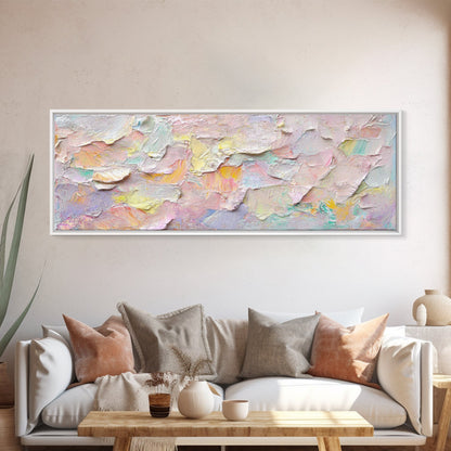 Abstract Moody Floral Wall Art, Framed Canvas Print, Pink and Pastel Wall Art, Large Abstract Flower Texture Wall Art for Above Bed or Sofa