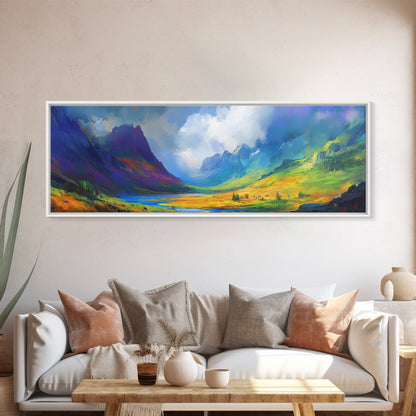 Colorful Fantasy Landscape Painting Print, Oversized Wall Art, Purple and Green Wall Art