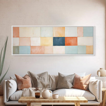 Modern Abstract Framed Canvas | Minimalist Mid Century Modern Wall Art | Large Horizontal Ultra Wide Framed Canvas | MCM Art