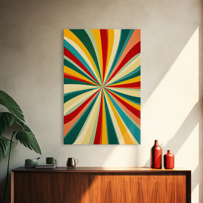 MCM Style Abstract Art - "The Tunnel" - Mid-Century Modern Wall Art, Large Wood Framed Wall Art with Midcentury Modern Style, Boho Decor