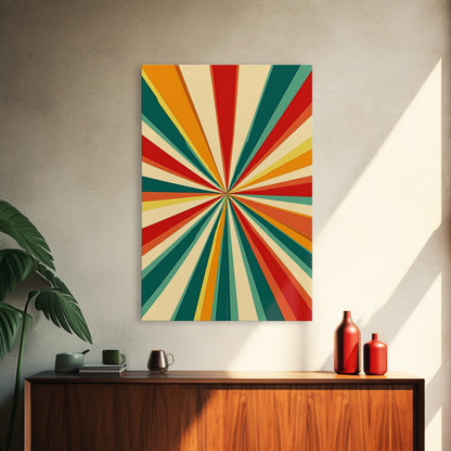 Mid-Century Abstract Art - Framed Canvas Print - Mid Century Modern Geometric Painting - Boho Style - Pastel Colors Wall Art