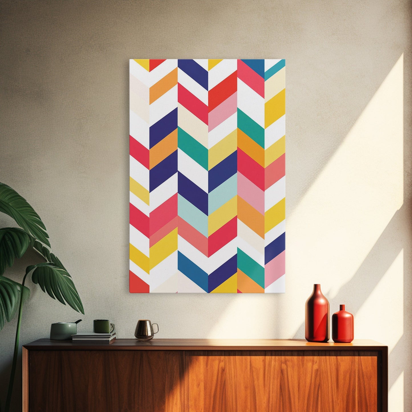 Pastel Chevrons Wall Art, Framed Canvas Print, Wood Framed Wall Art, Framed Wall Art, Gift Idea, Home Decor, Tire Track Print