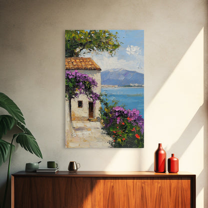 Italian Villa Art - Italy Print - Canvas Print - Gift For Italian, Italy Decor Vacation Gift Idea, Boho Modrn Art, Italy Themed Gift