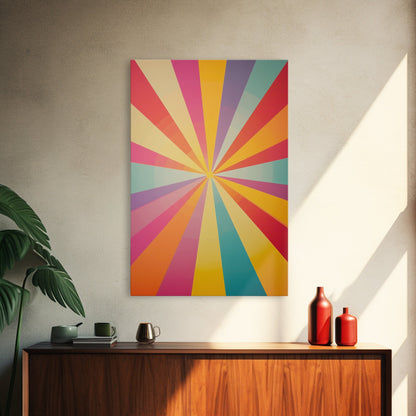 MCM Inspired Wall Art, Fire Engine Red, Slate Green, Storm Grey and Bee Yellow Geometric Framed Canvas Print, Boho Decor