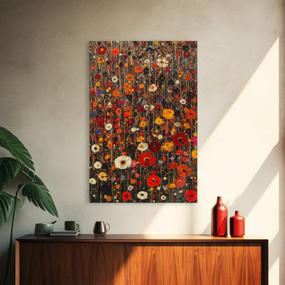 Muted Flower Print, Canvas Print With Wood Frame Boho Home Decor, Flower Art, Kitchen Art Print, Gift For Mom, Living Room Wall Decor