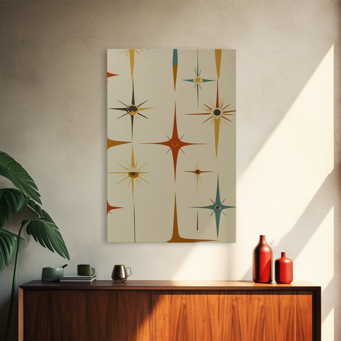 Mid Century Modern Atomic Starburst Retro Wall Art - Atomic Decor - Canvas Print - 50s Style Wall Art - MCM Mid Century Modern Art