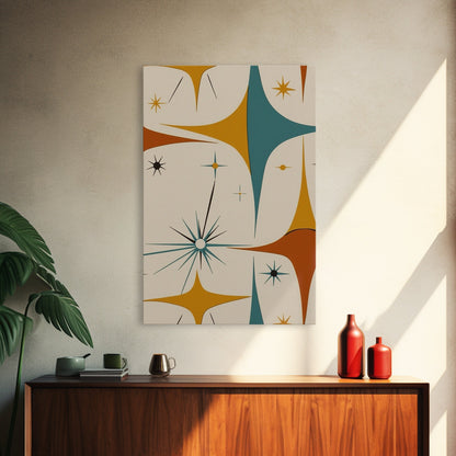 Art Deco Star Burst Canvas Print Wall Art, Retro 50s Style, Starburst, Mid-Century Modern Wall Art, Minimalist Home Decor, Modern Art