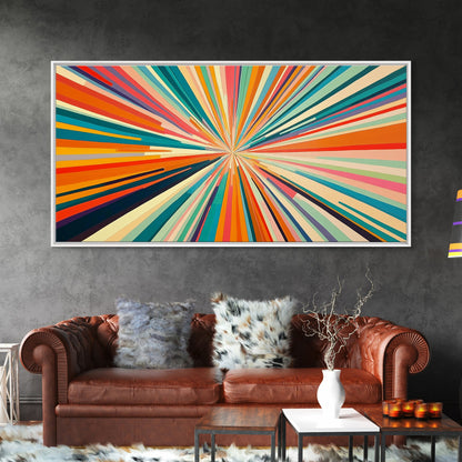 Sunburst Canvas Wall Art Canvas Print | Horizontal Pastel Color Sunset Print | Panoramic Abstract MCM Style Wall Art | Large Wide Print