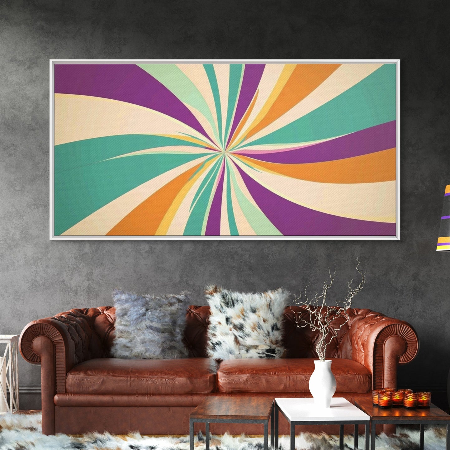 NuevArt Framed Canvas Print Wall Art MCM Mid Century Modern Canvas Print Abstract Shapes Illustration Mid Century Modern Wall Art