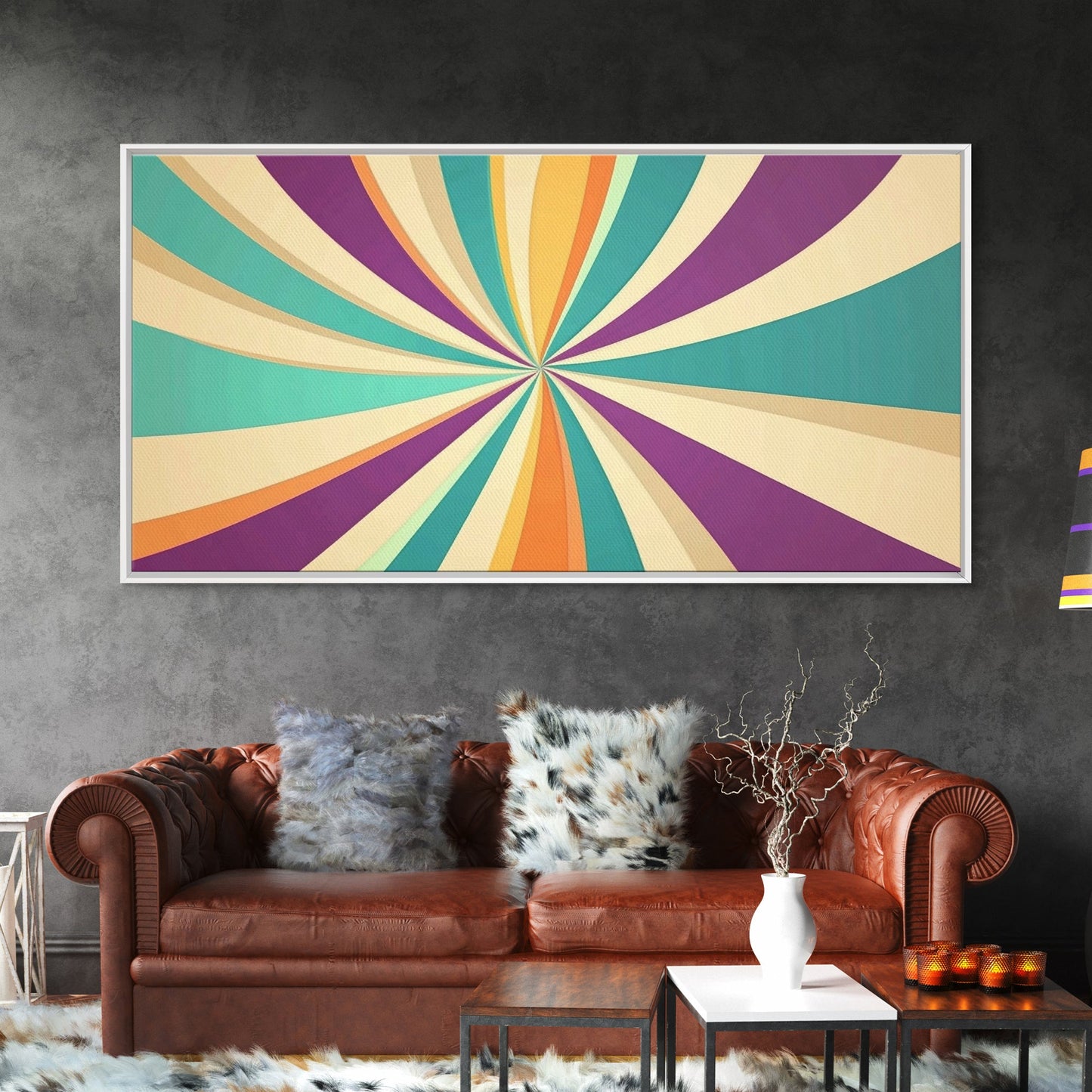 Mid Cenutry Modern Canvas Print Colorful Wall Art Retro 1950s Style Home Decor Above Sofa Living Room Wall Art