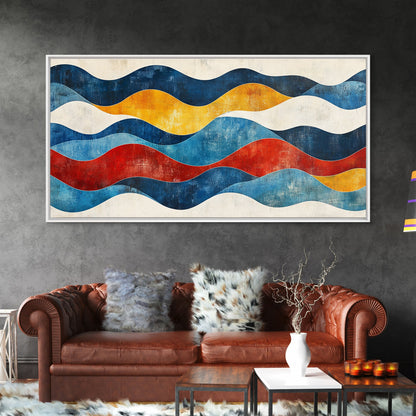 Boho Mid Century Modern Wall Art Canvas Print, Wood Frame Wall Art, Geometric Wall Art, Minimalist Wall Art, Housewarming Gift Idea