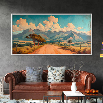 Nevada Desert Dirt Road Framed Canvas Print, Nature Print, Minimalist Wall Art, Life In The Desert, Rustic Farmhouse Above Sofa Wall Art