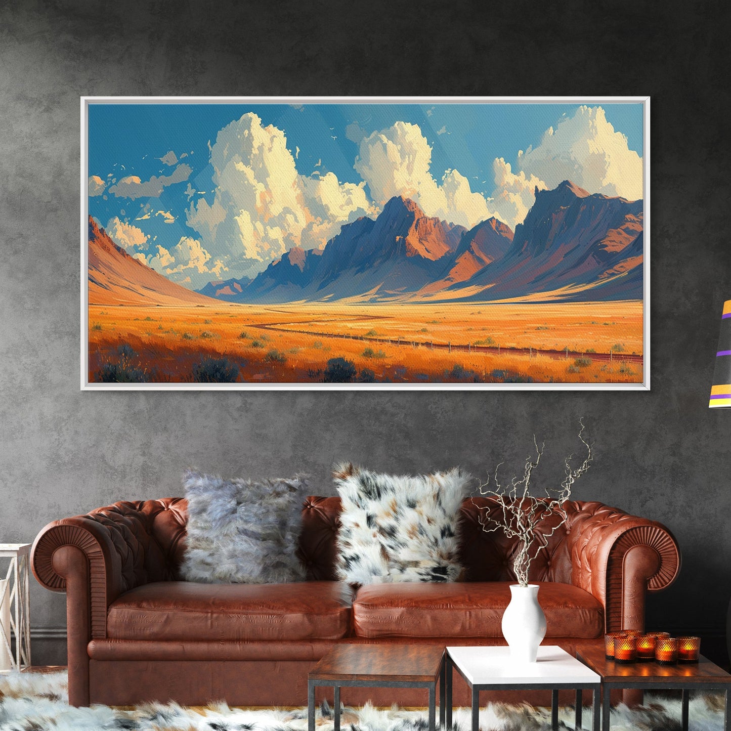 Southwestern Wall Decor | Western Wall Art | Retro Landscape Painting | Canvas Print | Retro Wall Hanging | American Western Arizona Art