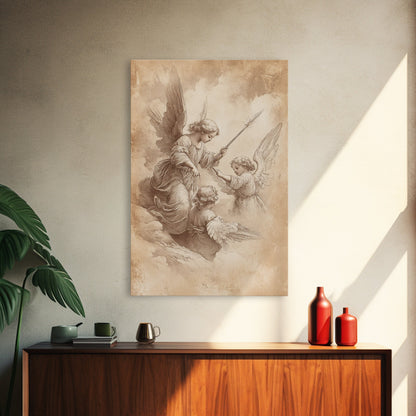 Angelic Painting Print, Framed Canvas Print, Angelic Wall Art, Abstract Angel Artwork, Personalized Gifts, Guardian Angels