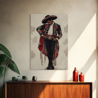 The Matador Oil Painting Canvas Print, Chicano Wall Art, Mexicano Decor, Mexican Inspired Wall Art