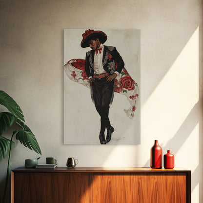 Spanish Toreador Framed Canvas Print, Impressionist Wall Art, Mexicano Wall Art, Spanish Decor, Spanish Wall Art, Cultural Decor