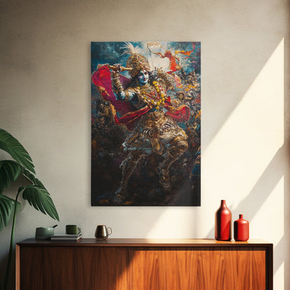 Krishna Wall Art, Radha Krishna Framed Canvas Print, Indian Hindu Wall Art